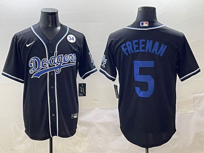 Men 2025 Los Angeles Dodgers #5 Freeman Black Three generations Fashion Nike MLB Jersey style 6->los angeles dodgers->MLB Jersey